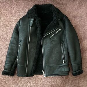 Zara Men's Black Shearling Jacket